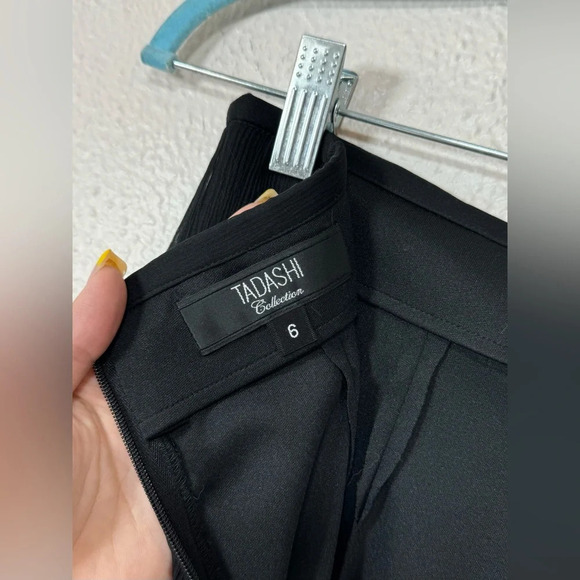 Tadashi Collection 100% Silk Chiffon Overlay Black Pants Women’s 6 Date Night - Picture 3 of 12